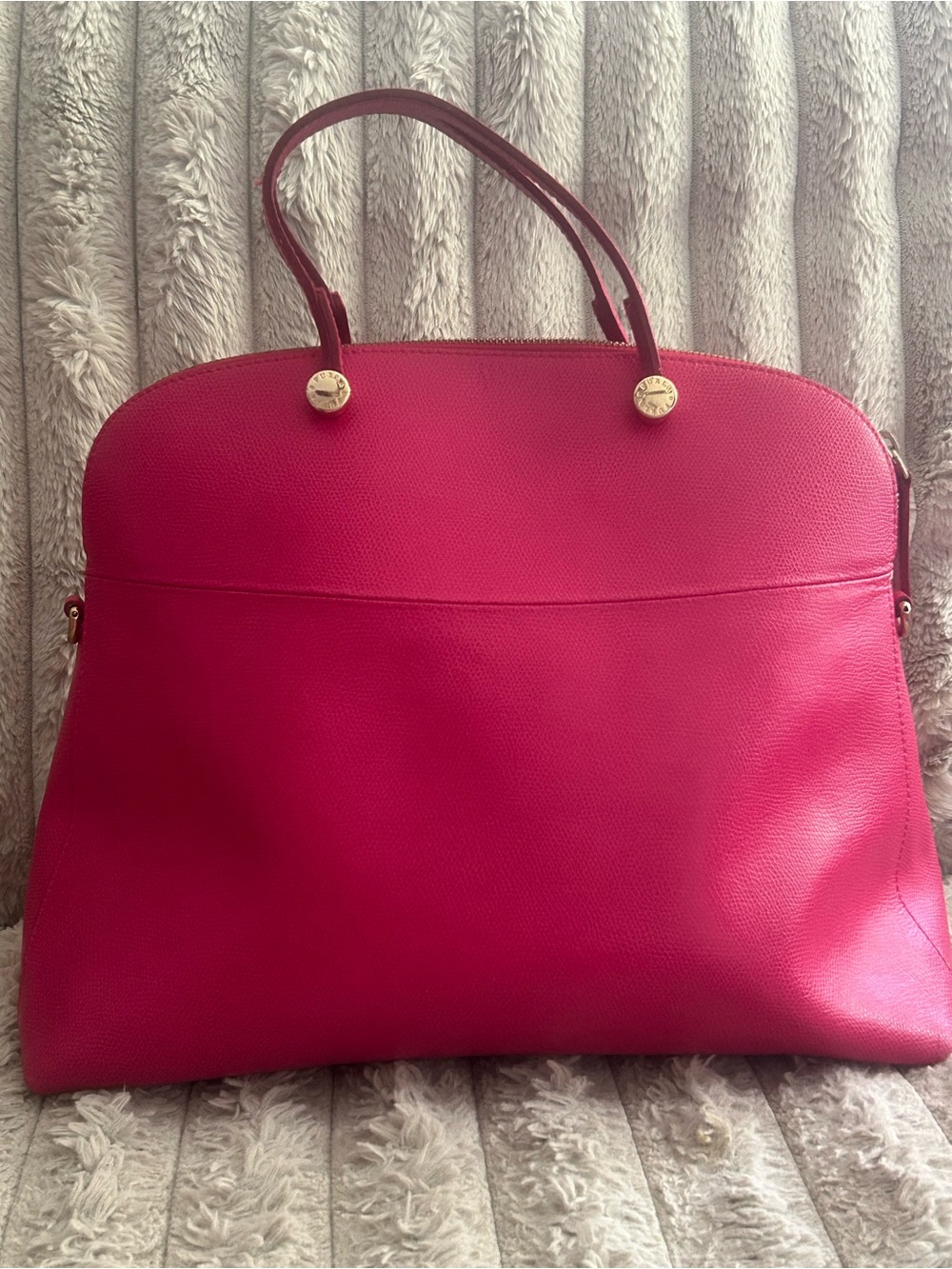 Furla Piper Large Dome Satchel Fuchsia Pink Leather Top Handle Bag